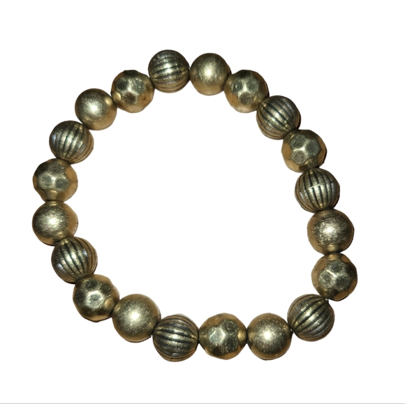 6" Gold Colour Beaded Bracelet L6 - Picture 1 of 2